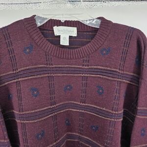 Vintage Tricots St Raphael Mens L Sweater Burgundy Grandpa‎ New Pure Wool Ski